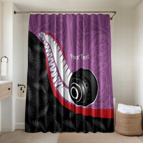Personalised Aotearoa Lawn Bowls Bathroom Set Maori and Silver Fern Sporty Style Pink Color - Aussie Hoodie