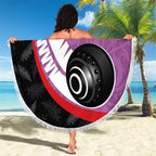 Personalised Aotearoa Lawn Bowls Beach Blanket Maori and Silver Fern Sporty Style Pink Color - Aussie Hoodie