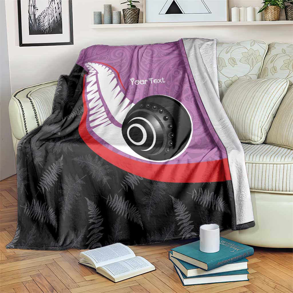 Personalised Aotearoa Lawn Bowls Blanket Maori and Silver Fern Sporty Style Pink Color - Aussie Hoodie