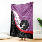 Personalised Aotearoa Lawn Bowls Blanket Maori and Silver Fern Sporty Style Pink Color - Aussie Hoodie