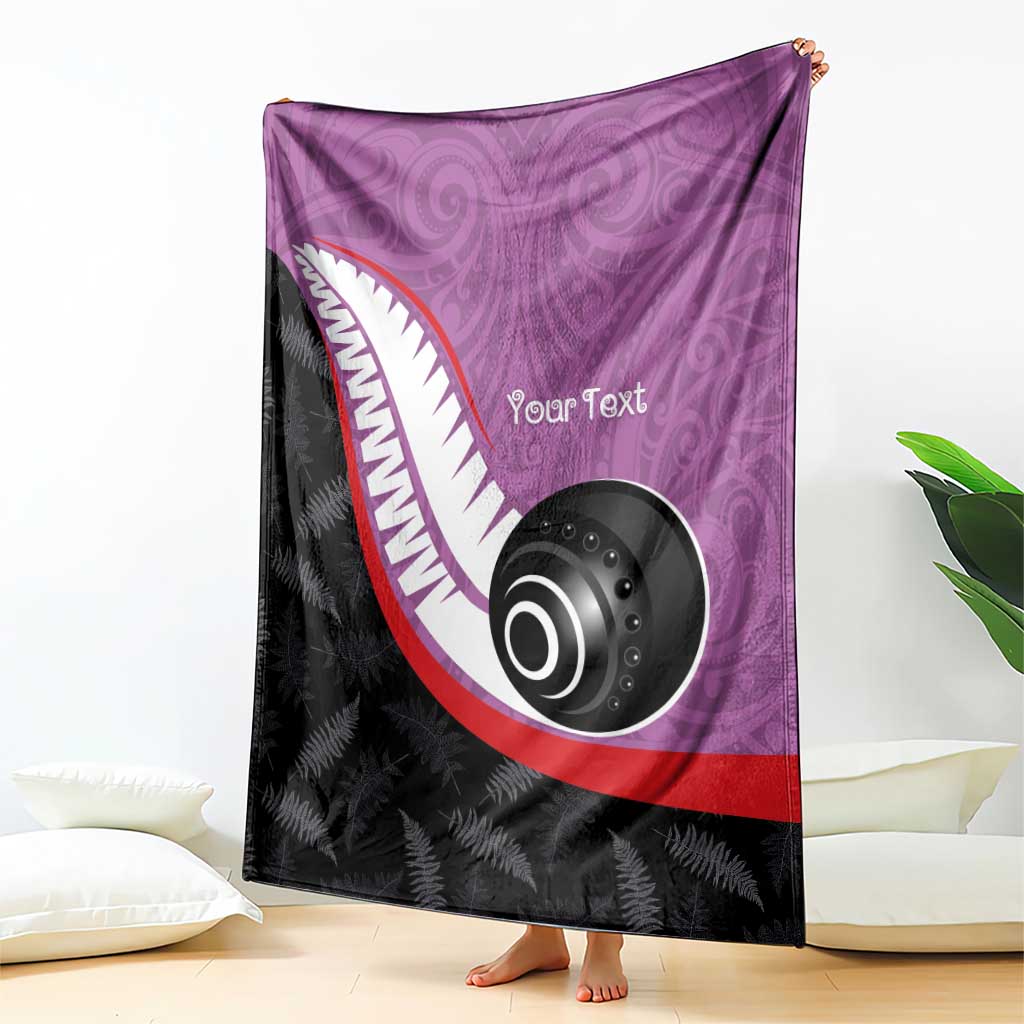 Personalised Aotearoa Lawn Bowls Blanket Maori and Silver Fern Sporty Style Pink Color - Aussie Hoodie