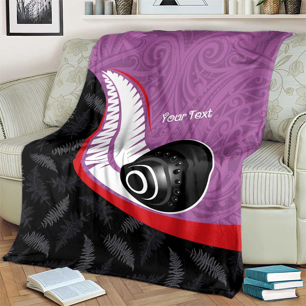 Personalised Aotearoa Lawn Bowls Blanket Maori and Silver Fern Sporty Style Pink Color - Aussie Hoodie
