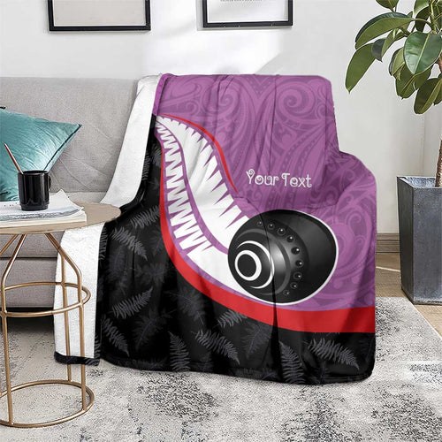 Personalised Aotearoa Lawn Bowls Blanket Maori and Silver Fern Sporty Style Pink Color - Aussie Hoodie