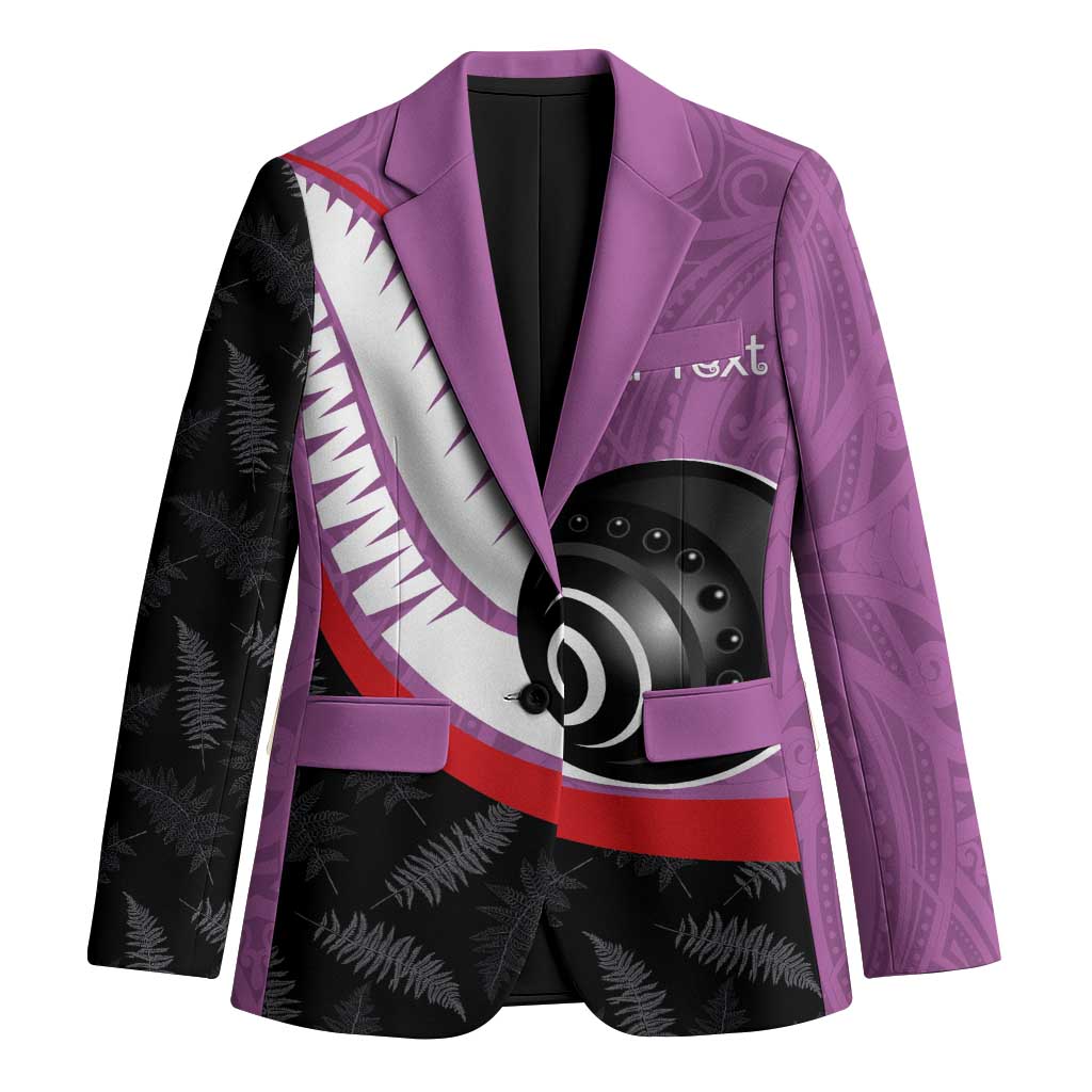 Personalised Aotearoa Lawn Bowls Blazer Maori and Silver Fern Sporty Style Pink Color - Aussie Hoodie
