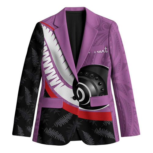 Personalised Aotearoa Lawn Bowls Blazer Maori and Silver Fern Sporty Style Pink Color - Aussie Hoodie
