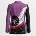 Personalised Aotearoa Lawn Bowls Blazer Maori and Silver Fern Sporty Style Pink Color - Aussie Hoodie