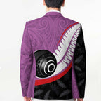 Personalised Aotearoa Lawn Bowls Blazer Maori and Silver Fern Sporty Style Pink Color - Aussie Hoodie