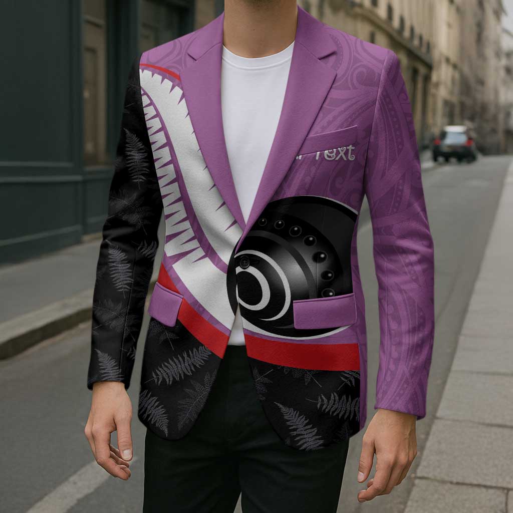 Personalised Aotearoa Lawn Bowls Blazer Maori and Silver Fern Sporty Style Pink Color - Aussie Hoodie