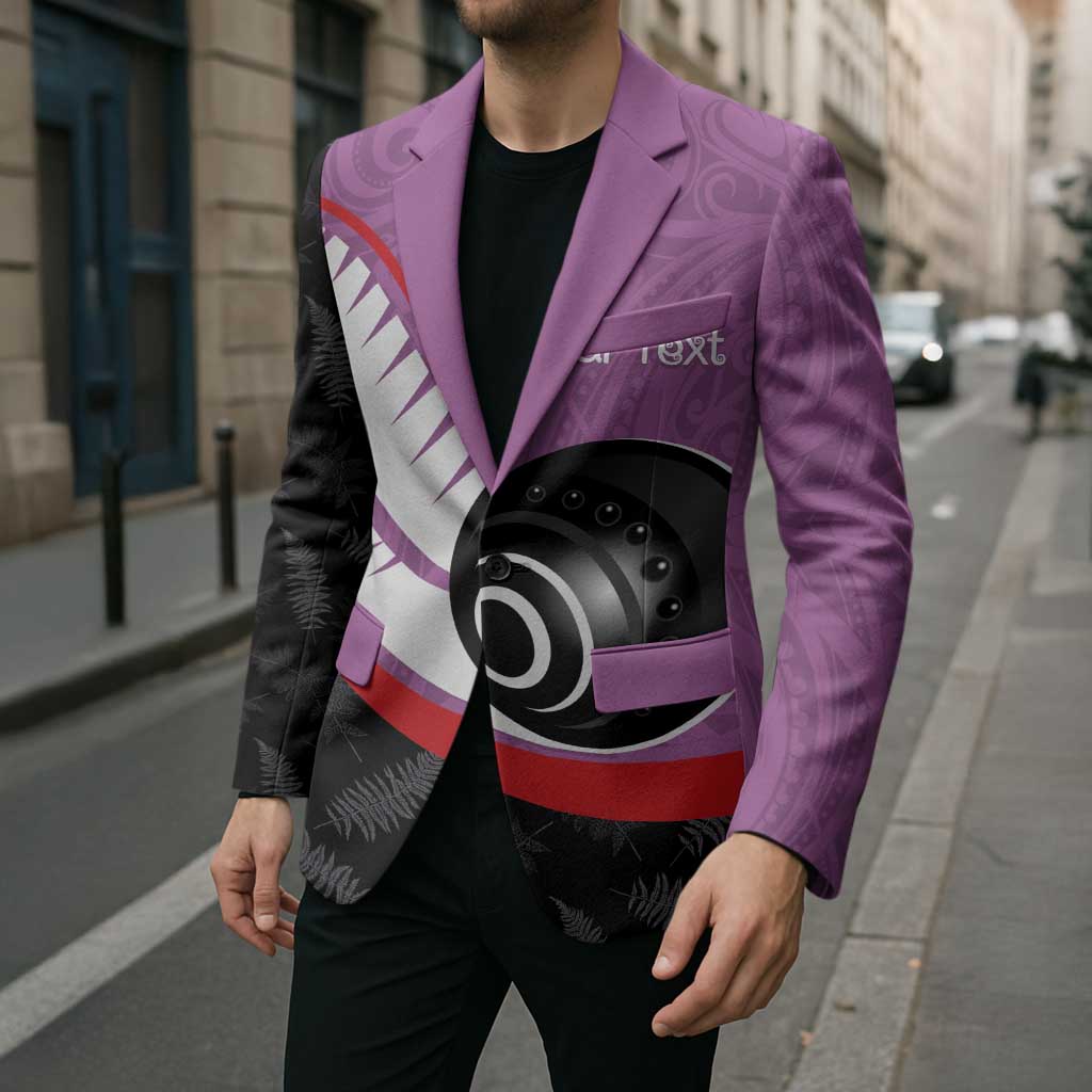 Personalised Aotearoa Lawn Bowls Blazer Maori and Silver Fern Sporty Style Pink Color - Aussie Hoodie
