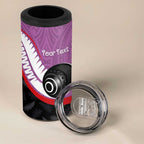 Personalised Aotearoa Lawn Bowls 4 in 1 Can Cooler Tumbler Maori and Silver Fern Sporty Style Pink Color - Aussie Hoodie