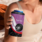 Personalised Aotearoa Lawn Bowls 4 in 1 Can Cooler Tumbler Maori and Silver Fern Sporty Style Pink Color - Aussie Hoodie
