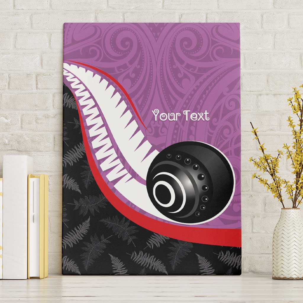 Personalised Aotearoa Lawn Bowls Canvas Wall Art Maori and Silver Fern Sporty Style Pink Color - Aussie Hoodie