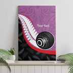 Personalised Aotearoa Lawn Bowls Canvas Wall Art Maori and Silver Fern Sporty Style Pink Color - Aussie Hoodie