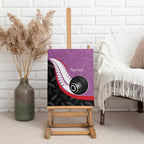 Personalised Aotearoa Lawn Bowls Canvas Wall Art Maori and Silver Fern Sporty Style Pink Color - Aussie Hoodie