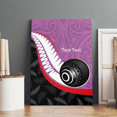 Personalised Aotearoa Lawn Bowls Canvas Wall Art Maori and Silver Fern Sporty Style Pink Color - Aussie Hoodie