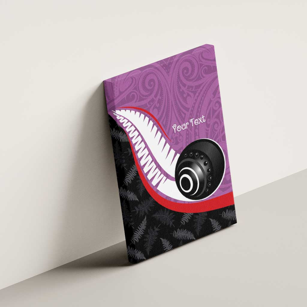 Personalised Aotearoa Lawn Bowls Canvas Wall Art Maori and Silver Fern Sporty Style Pink Color - Aussie Hoodie