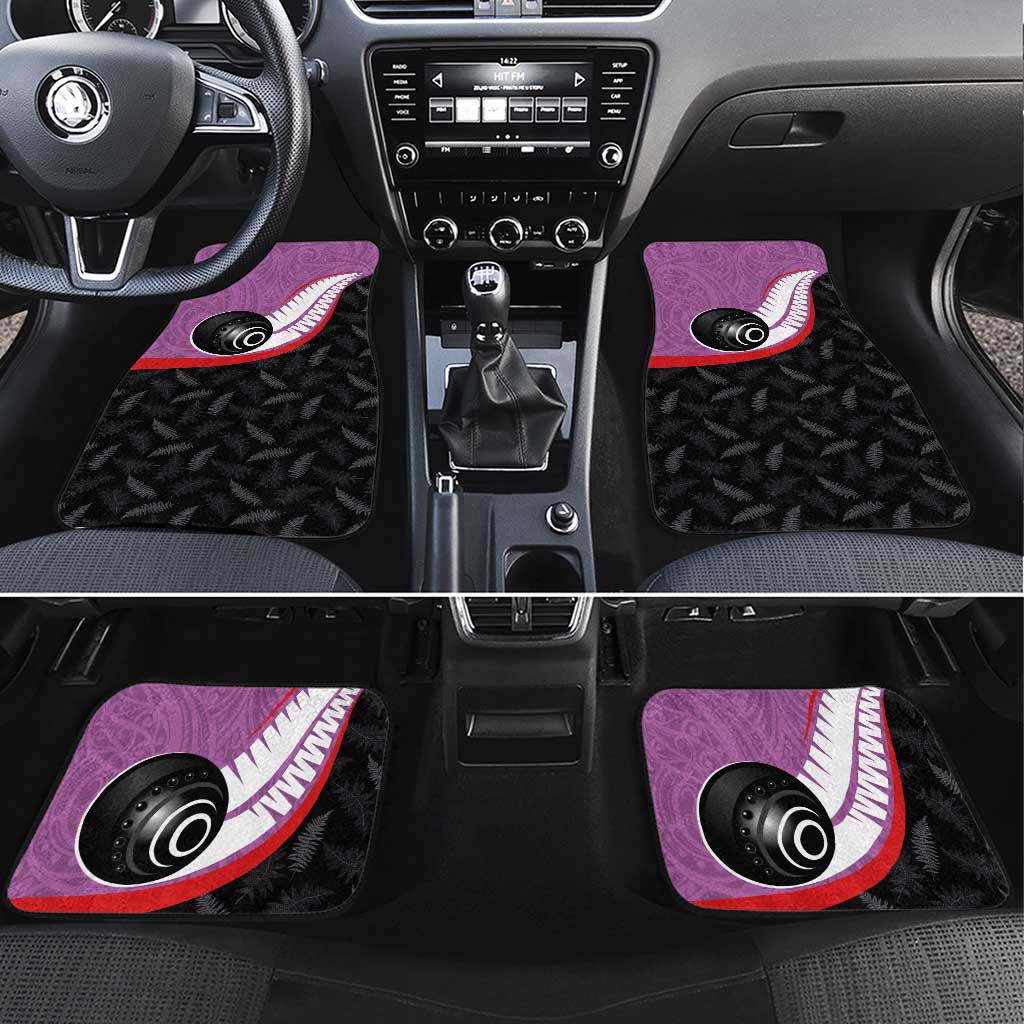 Aotearoa Lawn Bowls Car Mats Maori and Silver Fern Sporty Style Pink Color - Aussie Hoodie