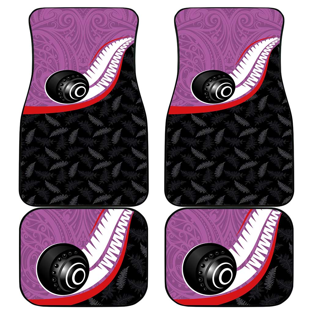 Aotearoa Lawn Bowls Car Mats Maori and Silver Fern Sporty Style Pink Color - Aussie Hoodie
