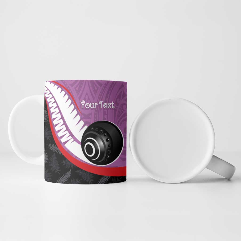 Personalised Aotearoa Lawn Bowls Ceramic Mug Maori and Silver Fern Sporty Style Pink Color - Aussie Hoodie