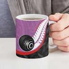 Personalised Aotearoa Lawn Bowls Ceramic Mug Maori and Silver Fern Sporty Style Pink Color - Aussie Hoodie