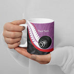 Personalised Aotearoa Lawn Bowls Ceramic Mug Maori and Silver Fern Sporty Style Pink Color - Aussie Hoodie
