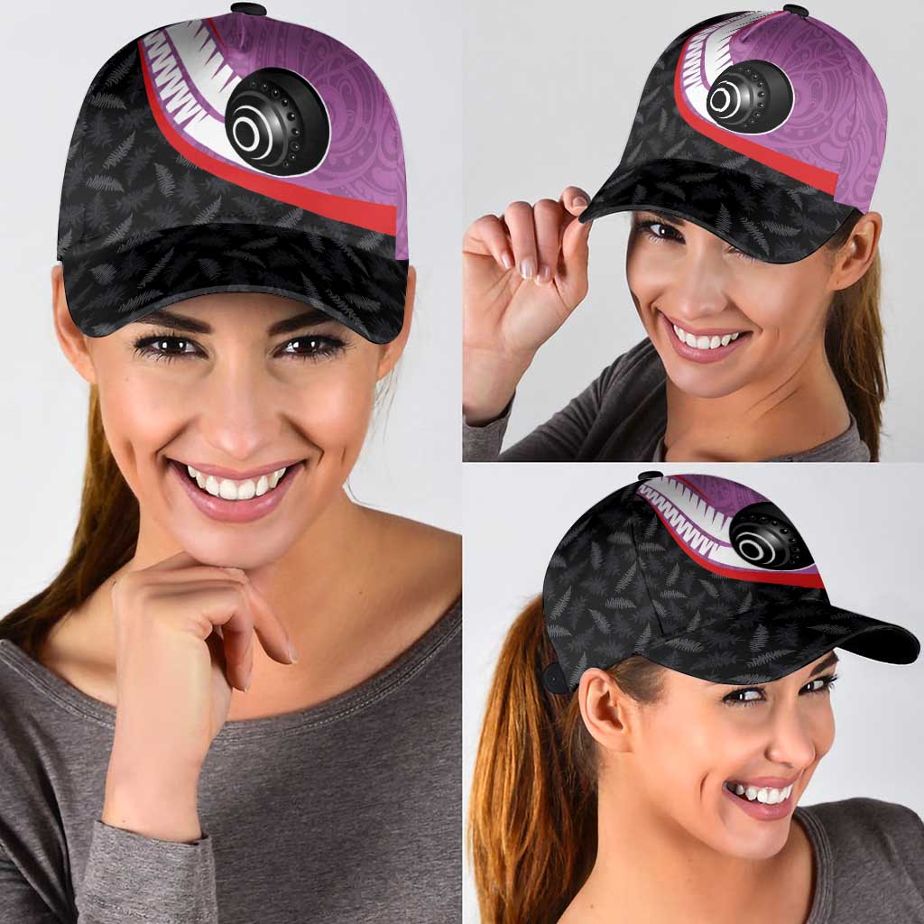 Aotearoa Lawn Bowls Classic Cap Maori and Silver Fern Sporty Style Pink Color - Aussie Hoodie
