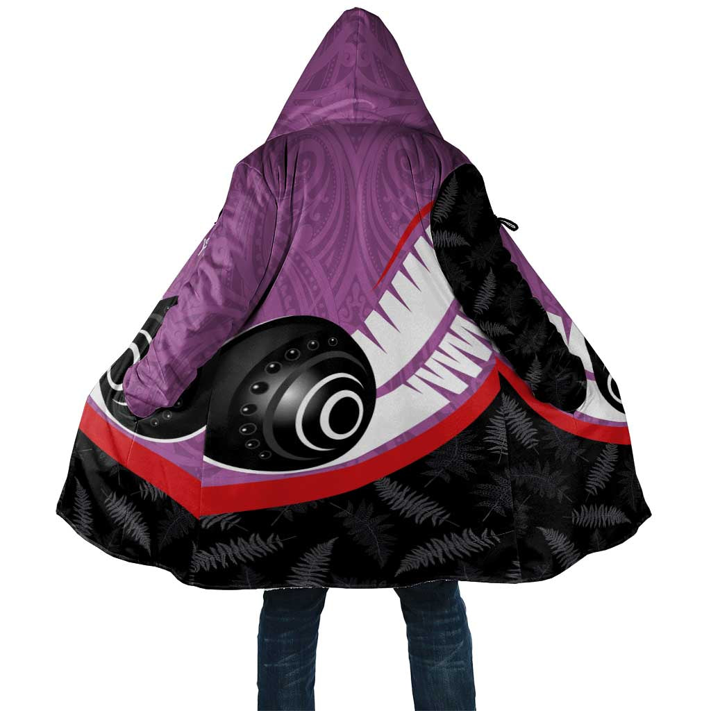 Personalised Aotearoa Lawn Bowls Cloak Maori and Silver Fern Sporty Style Pink Color - Aussie Hoodie