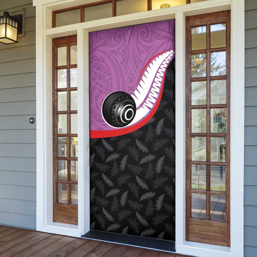 Aotearoa Lawn Bowls Door Cover Maori and Silver Fern Sporty Style Pink Color - Aussie Hoodie