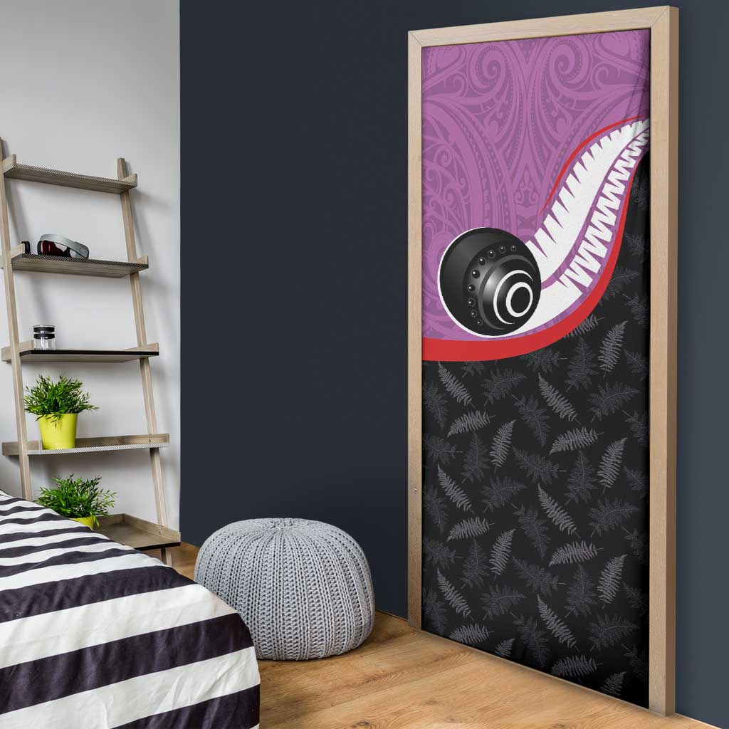 Aotearoa Lawn Bowls Door Cover Maori and Silver Fern Sporty Style Pink Color - Aussie Hoodie