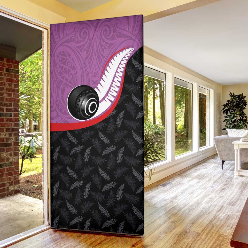 Aotearoa Lawn Bowls Door Cover Maori and Silver Fern Sporty Style Pink Color - Aussie Hoodie