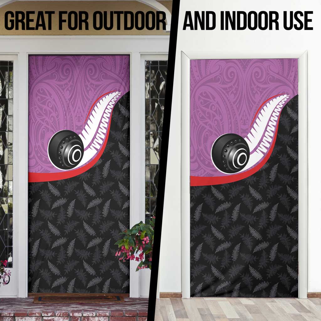 Aotearoa Lawn Bowls Door Cover Maori and Silver Fern Sporty Style Pink Color - Aussie Hoodie