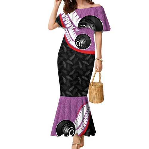 Personalised Aotearoa Lawn Bowls Family Matching Mermaid Dress and Hawaiian Shirt Maori and Silver Fern Sporty Style Pink Color - Aussie Hoodie