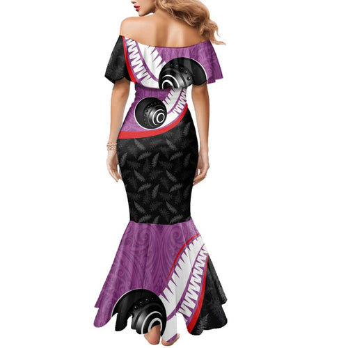 Personalised Aotearoa Lawn Bowls Family Matching Mermaid Dress and Hawaiian Shirt Maori and Silver Fern Sporty Style Pink Color - Aussie Hoodie
