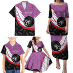 Personalised Aotearoa Lawn Bowls Family Matching Puletasi and Hawaiian Shirt Maori and Silver Fern Sporty Style Pink Color - Aussie Hoodie