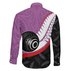 Personalised Aotearoa Lawn Bowls Family Matching Puletasi and Hawaiian Shirt Maori and Silver Fern Sporty Style Pink Color - Aussie Hoodie