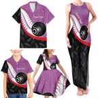 Personalised Aotearoa Lawn Bowls Family Matching Tank Maxi Dress and Hawaiian Shirt Maori and Silver Fern Sporty Style Pink Color - Aussie Hoodie