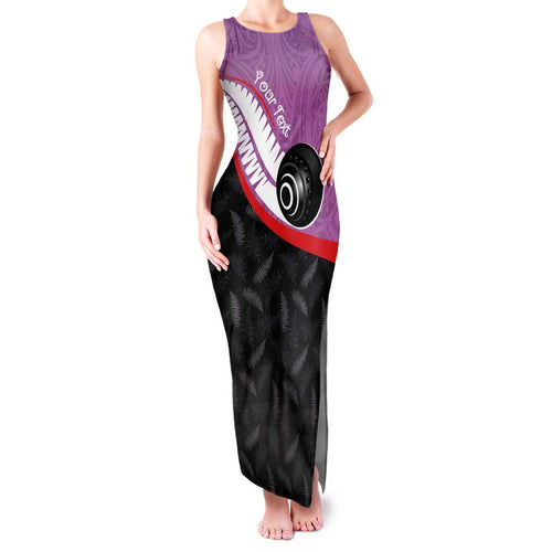 Personalised Aotearoa Lawn Bowls Family Matching Tank Maxi Dress and Hawaiian Shirt Maori and Silver Fern Sporty Style Pink Color - Aussie Hoodie