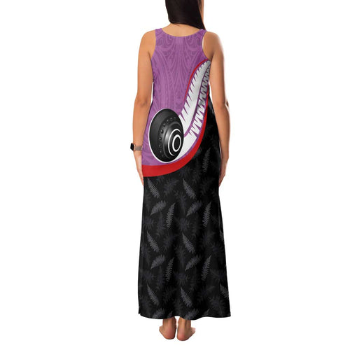 Personalised Aotearoa Lawn Bowls Family Matching Tank Maxi Dress and Hawaiian Shirt Maori and Silver Fern Sporty Style Pink Color - Aussie Hoodie