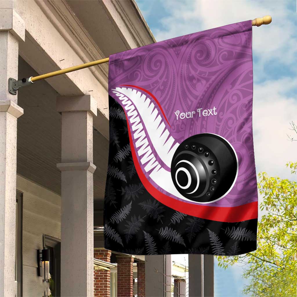 Personalised Aotearoa Lawn Bowls Garden Flag Maori and Silver Fern Sporty Style Pink Color - Aussie Hoodie