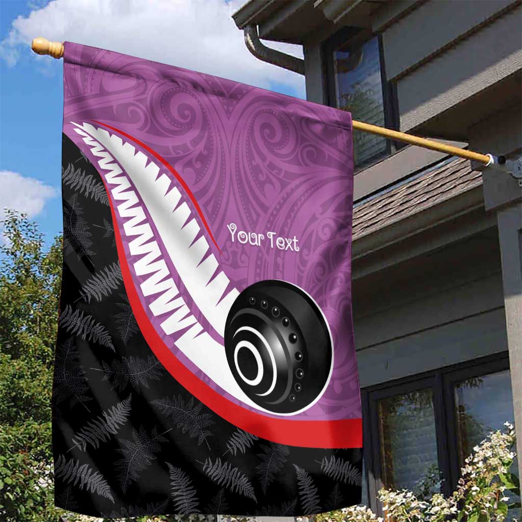 Personalised Aotearoa Lawn Bowls Garden Flag Maori and Silver Fern Sporty Style Pink Color - Aussie Hoodie