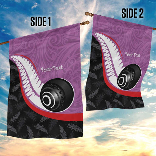 Personalised Aotearoa Lawn Bowls Garden Flag Maori and Silver Fern Sporty Style Pink Color - Aussie Hoodie