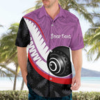 Personalised Aotearoa Lawn Bowls Hawaiian Shirt Maori and Silver Fern Sporty Style Pink Color - Aussie Hoodie