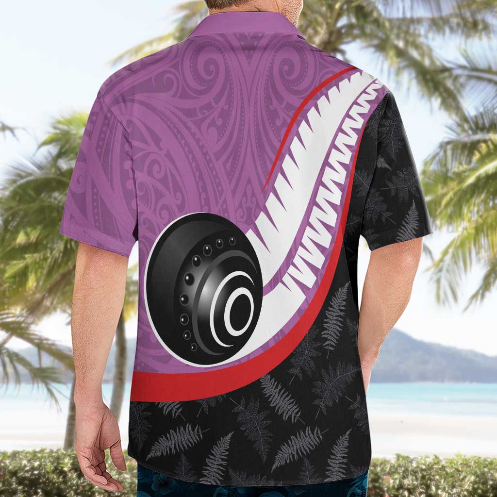 Personalised Aotearoa Lawn Bowls Hawaiian Shirt Maori and Silver Fern Sporty Style Pink Color - Aussie Hoodie