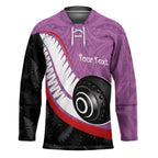 Personalised Aotearoa Lawn Bowls Hockey Jersey Maori and Silver Fern Sporty Style Pink Color - Aussie Hoodie