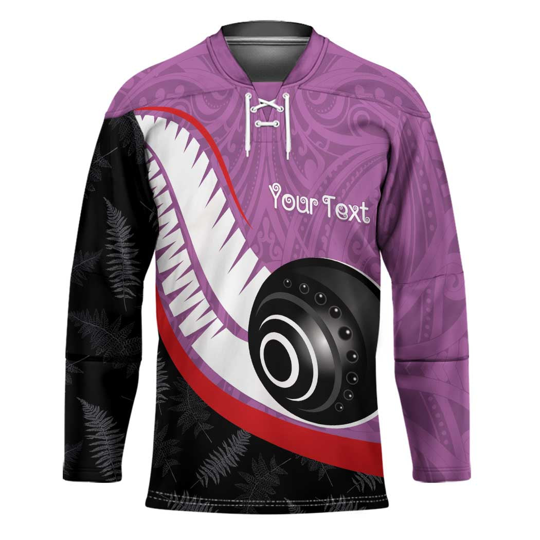 Personalised Aotearoa Lawn Bowls Hockey Jersey Maori and Silver Fern Sporty Style Pink Color - Aussie Hoodie