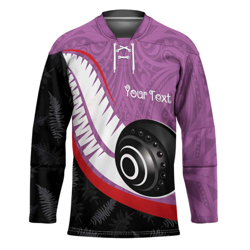 Personalised Aotearoa Lawn Bowls Hockey Jersey Maori and Silver Fern Sporty Style Pink Color - Aussie Hoodie