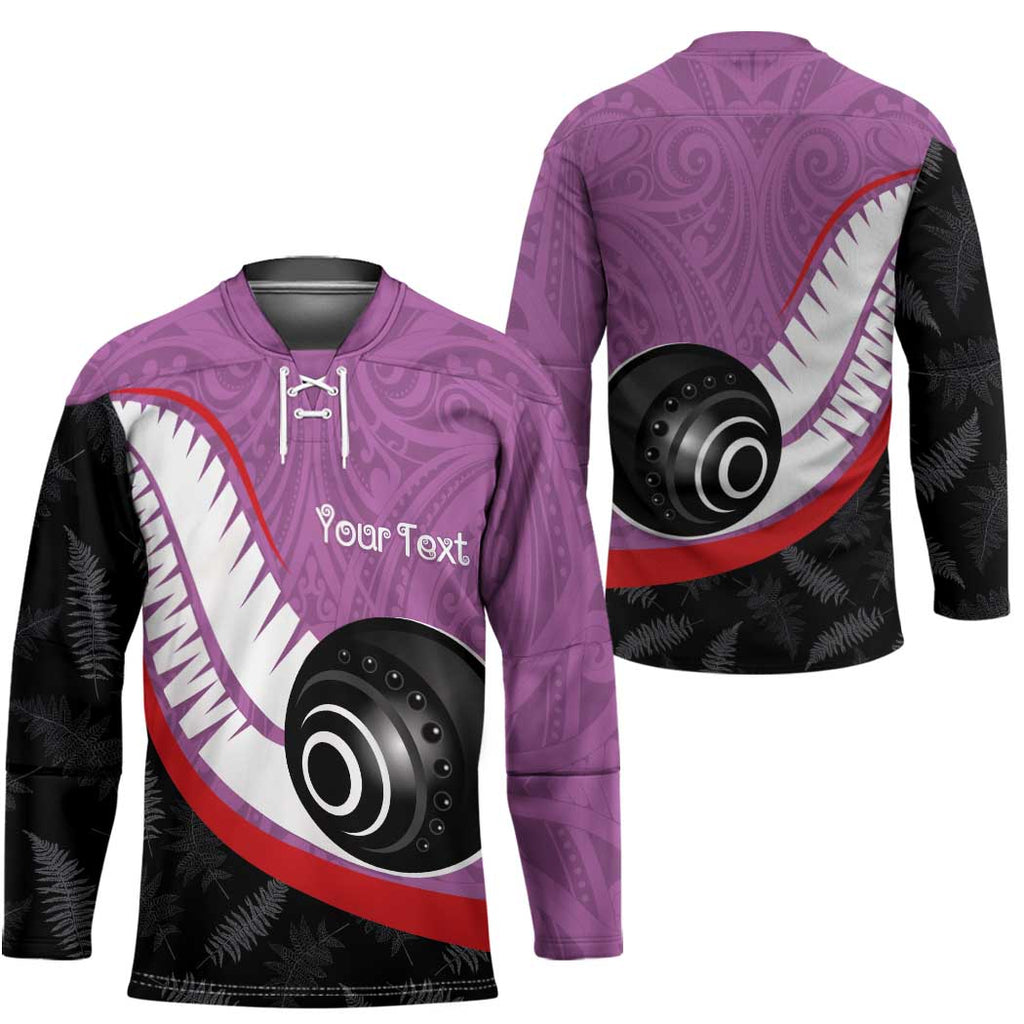 Personalised Aotearoa Lawn Bowls Hockey Jersey Maori and Silver Fern Sporty Style Pink Color - Aussie Hoodie