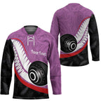 Personalised Aotearoa Lawn Bowls Hockey Jersey Maori and Silver Fern Sporty Style Pink Color - Aussie Hoodie