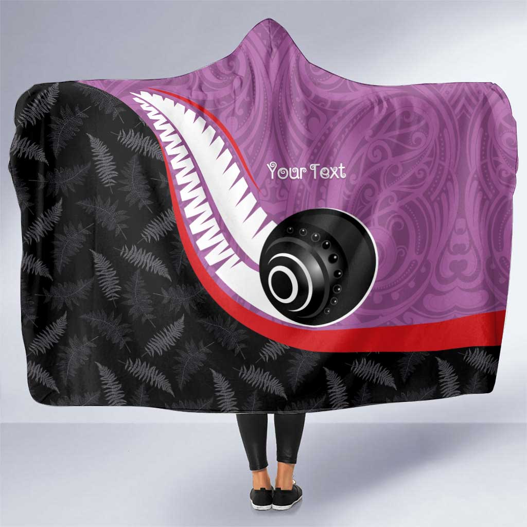 Personalised Aotearoa Lawn Bowls Hooded Blanket Maori and Silver Fern Sporty Style Pink Color - Aussie Hoodie