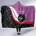 Personalised Aotearoa Lawn Bowls Hooded Blanket Maori and Silver Fern Sporty Style Pink Color - Aussie Hoodie